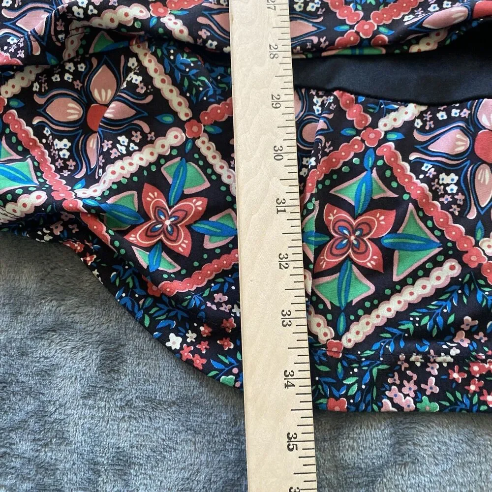 Vtg Free People Mini Dress Womens Small Black Floral Fit Flare Boho  Tiered - Picture 11 of 11